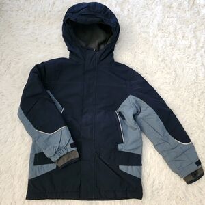 Land's End Kids (Sz 8) Navy and Light Blue Hooded Jacket